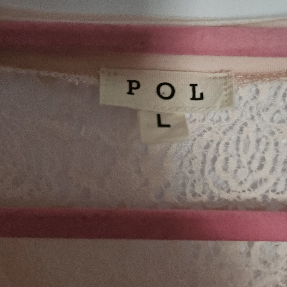 POL Elegant Lace Trimmed Light Pink Crop Top Size L NWOTs - Picture 4 of 8